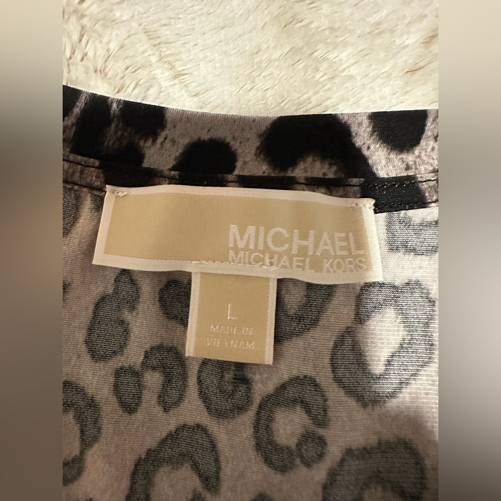 Michael Kors Leopard Print Cold Shoulder Long Sleeve Blouse - Picture 6 of 10
